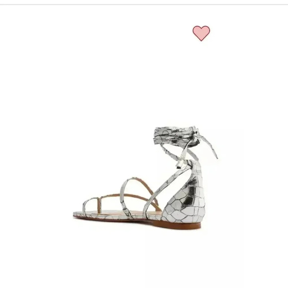 SCHUTZ Krist Flat Sandals in Croc-embossed Metallic Leather 10B - Picture 5 of 14